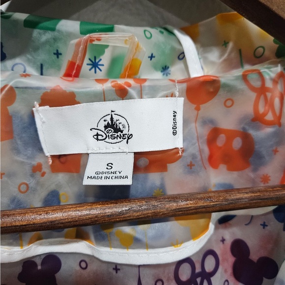 Disney Parks Rainbow Mickey Icon Clear Hooded Rain Jacket Size S - Picture 2 of 6